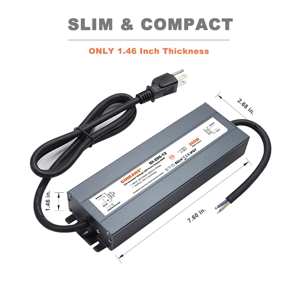 200W IP67 Waterproof Constant Voltage LED Driver Power Supply Transformer T3491