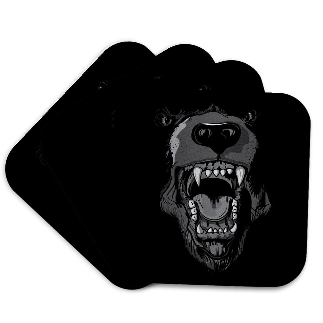 Black Bear Face Set of 4 Coasters J1545