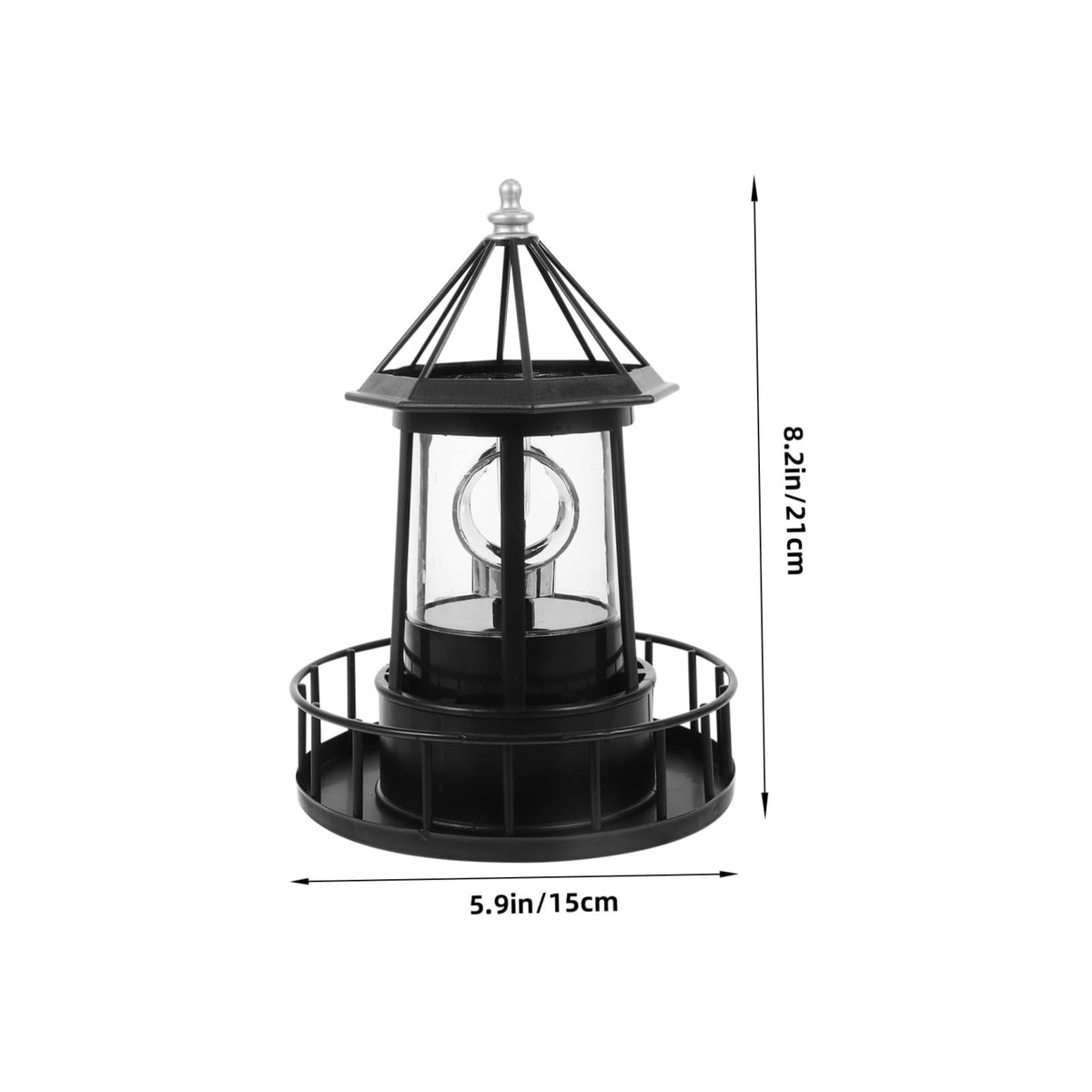 Black Solar Powered Rotating Lighthouse X509946