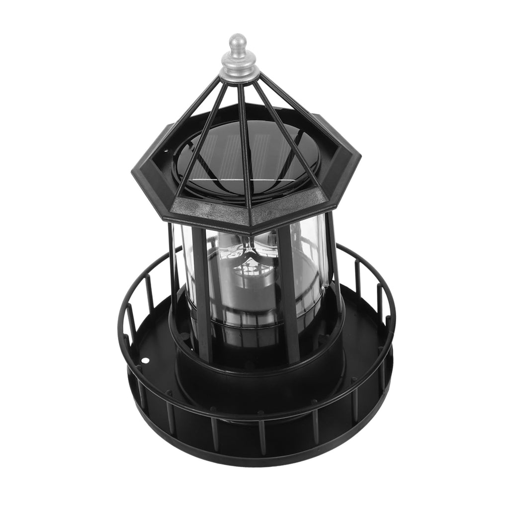 Black Solar Powered Rotating Lighthouse X509946