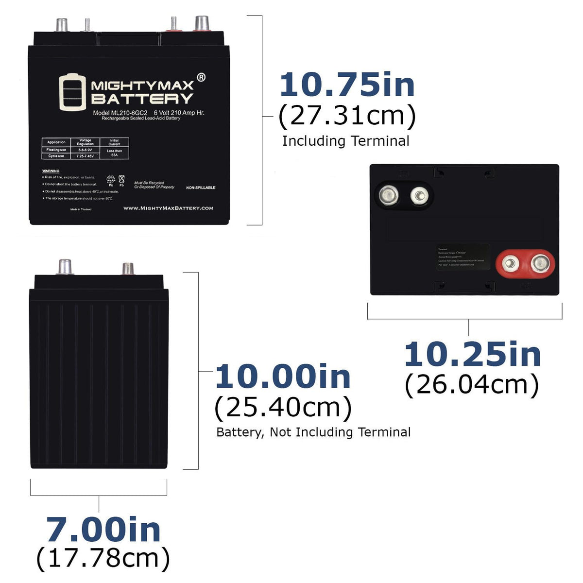 6 Volt 210 AH Rechargeable SLA AGM Battery S973681