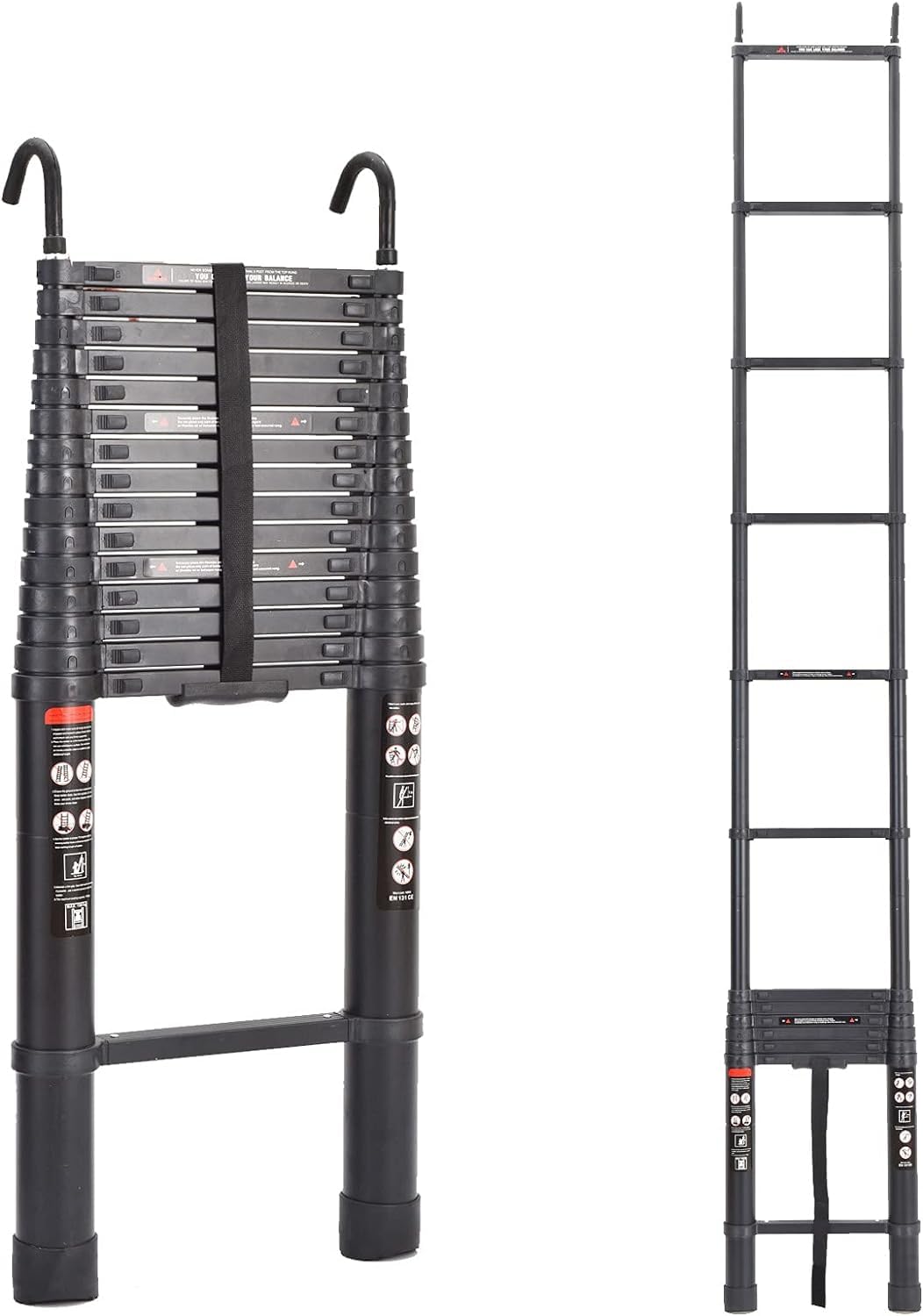 20.3ft Aluminum Telescoping Ladder with Roof Hooks B835