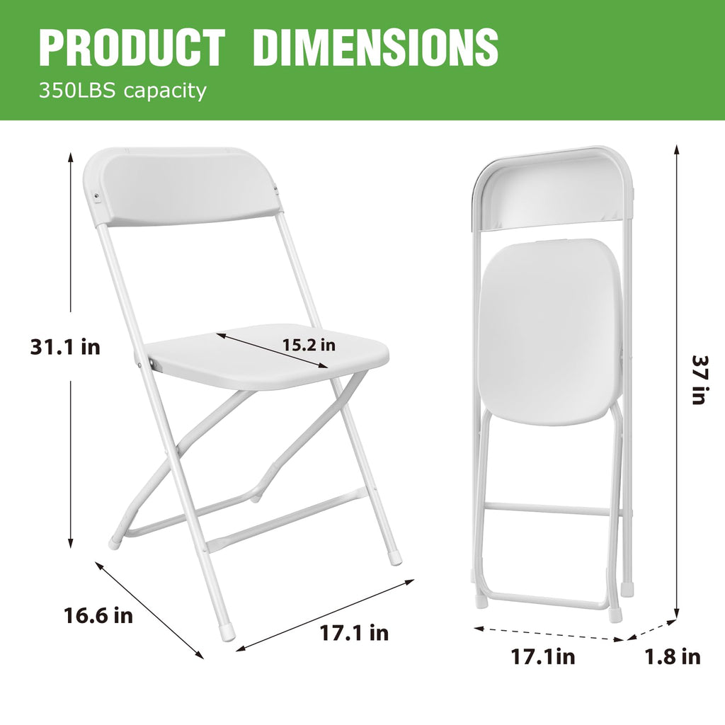 10 Pack White Plastic Folding Chair with Steel Frame H707243