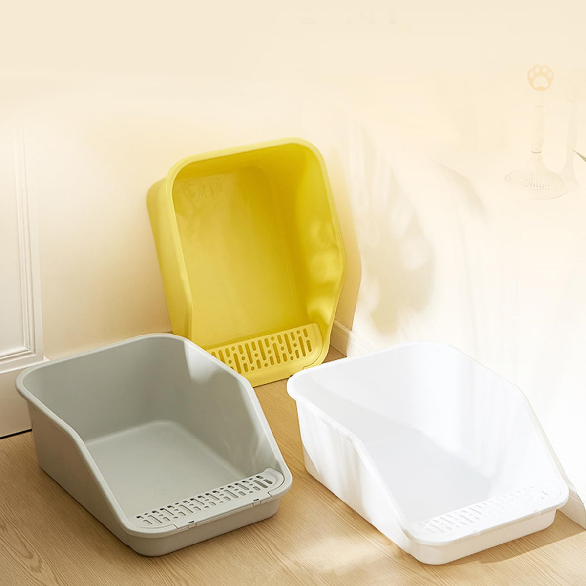 Large Cat Litter Box with High Sides and Low Entry W12554