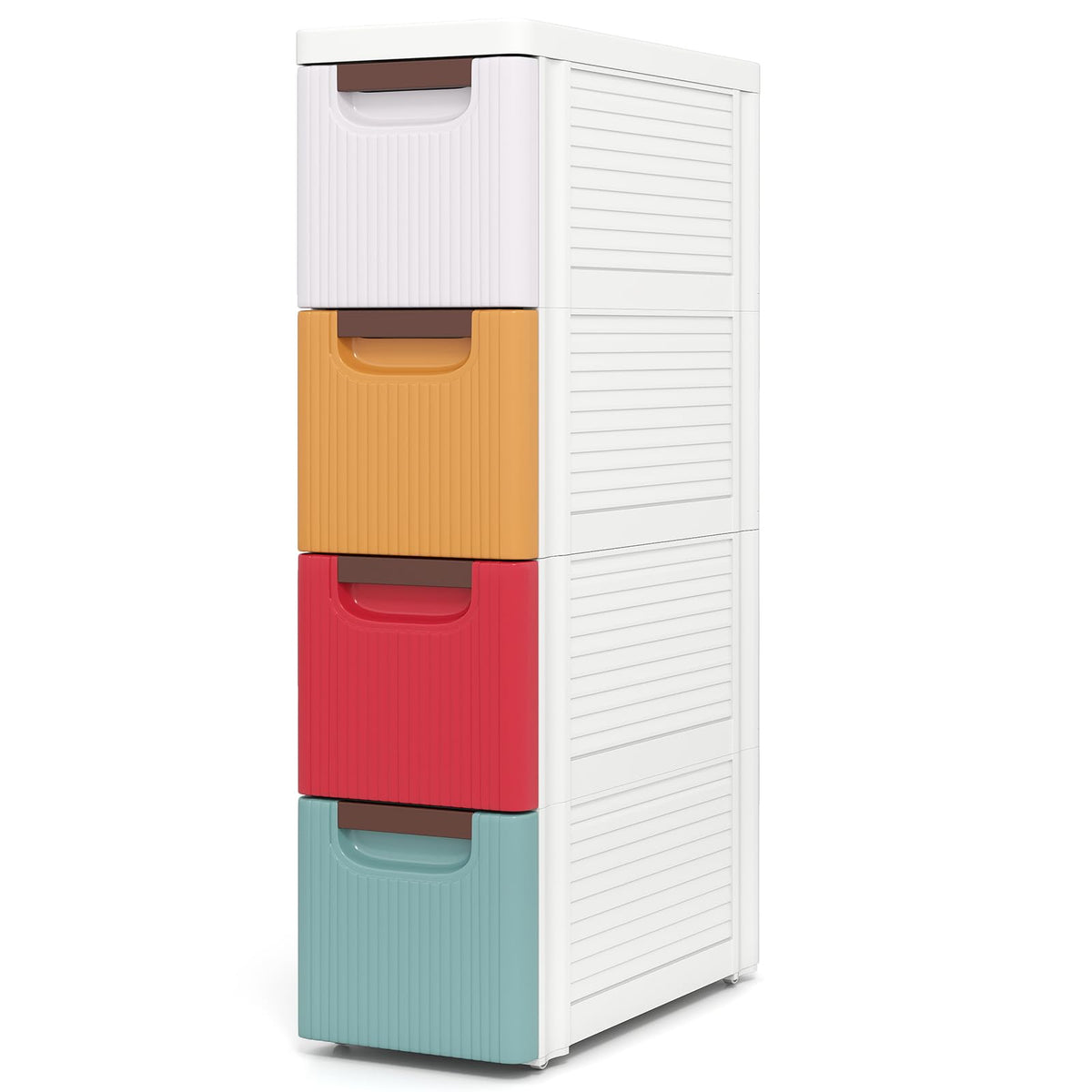 Multicolor 4 Drawer Narrow Plastic Dresser J69873