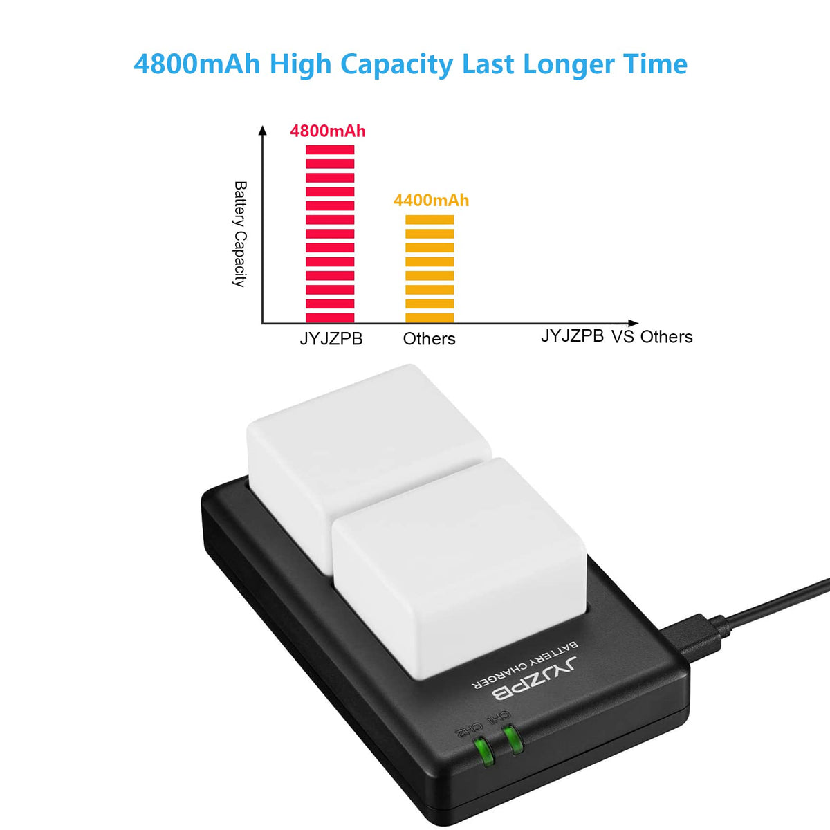 2 Pack 4800mAh Batteries with Dual Battery Charger C103