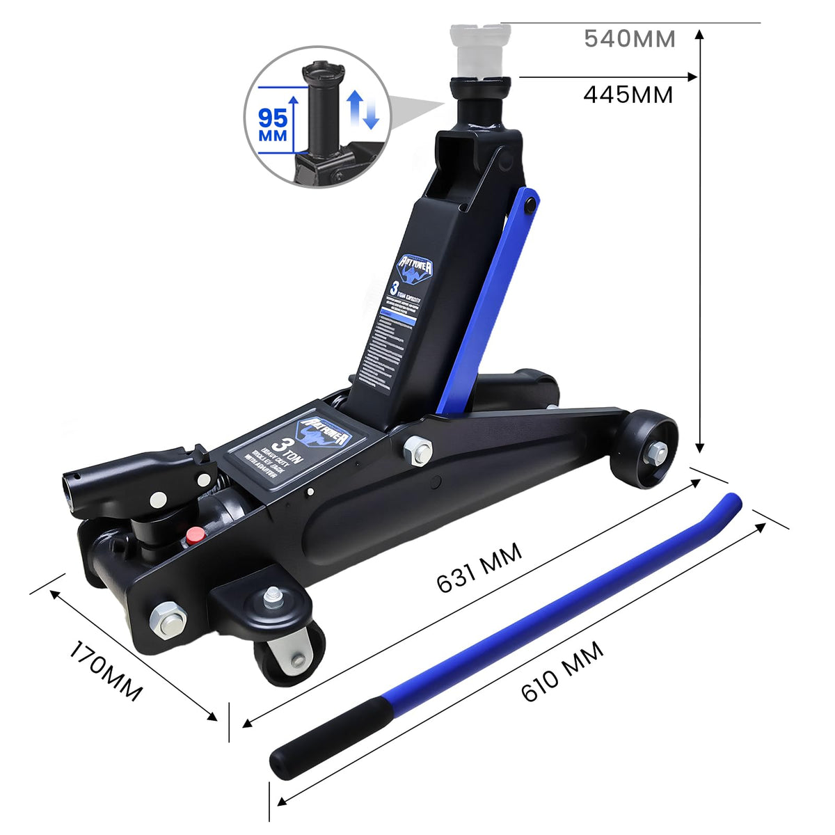 3 Ton Floor Jack with Wheels N181070