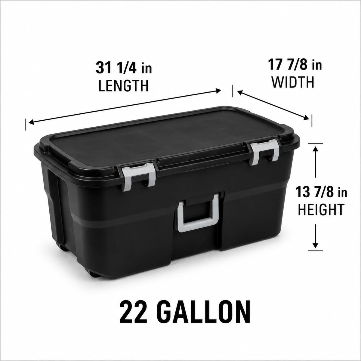Black 22 Gallon Plastic Storage Trunk with Wheels W6187