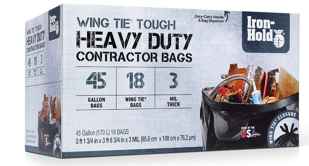 45 Gallon 18 Bags Black Heavy Duty Trash Bags T202291