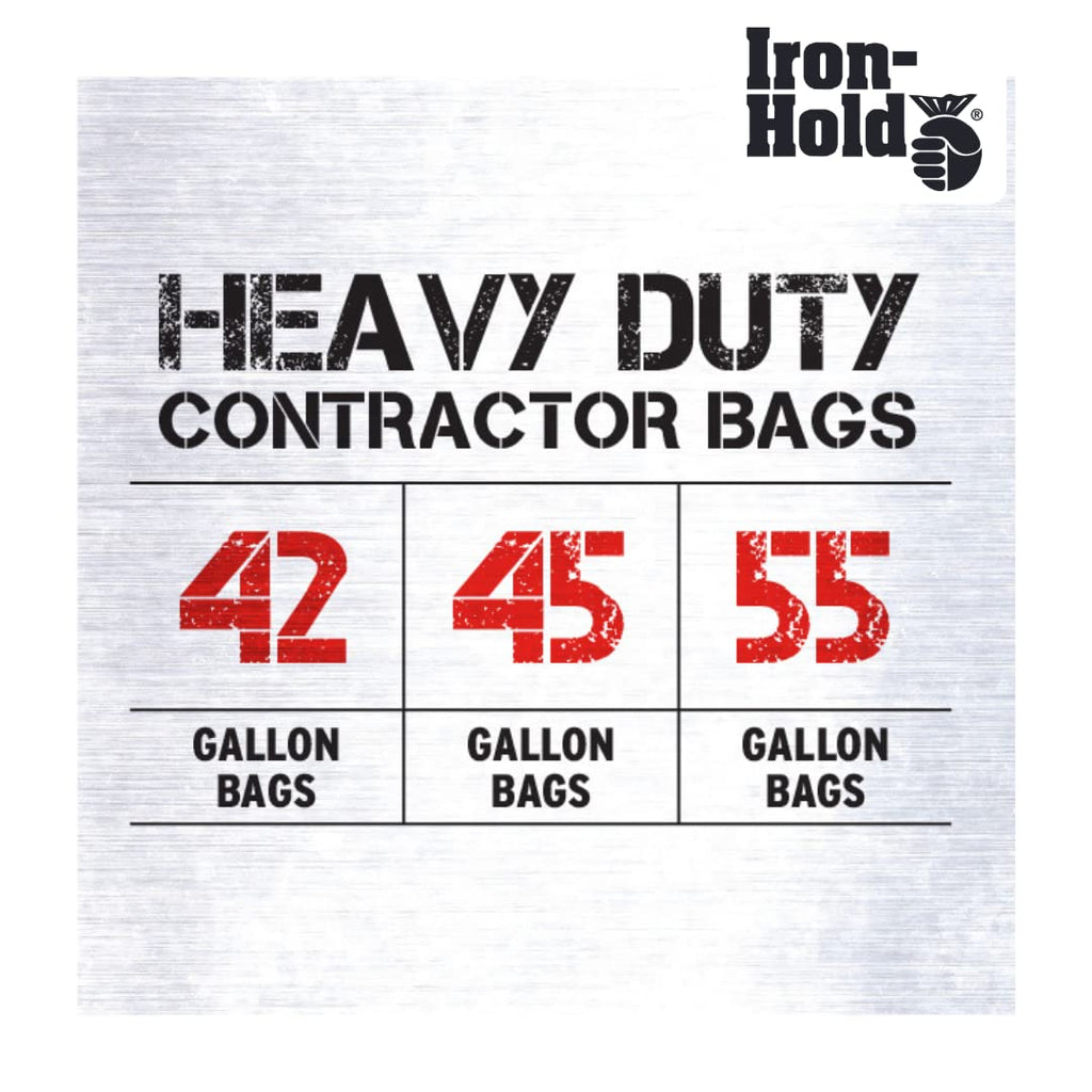45 Gallon 18 Bags Black Heavy Duty Trash Bags T202291