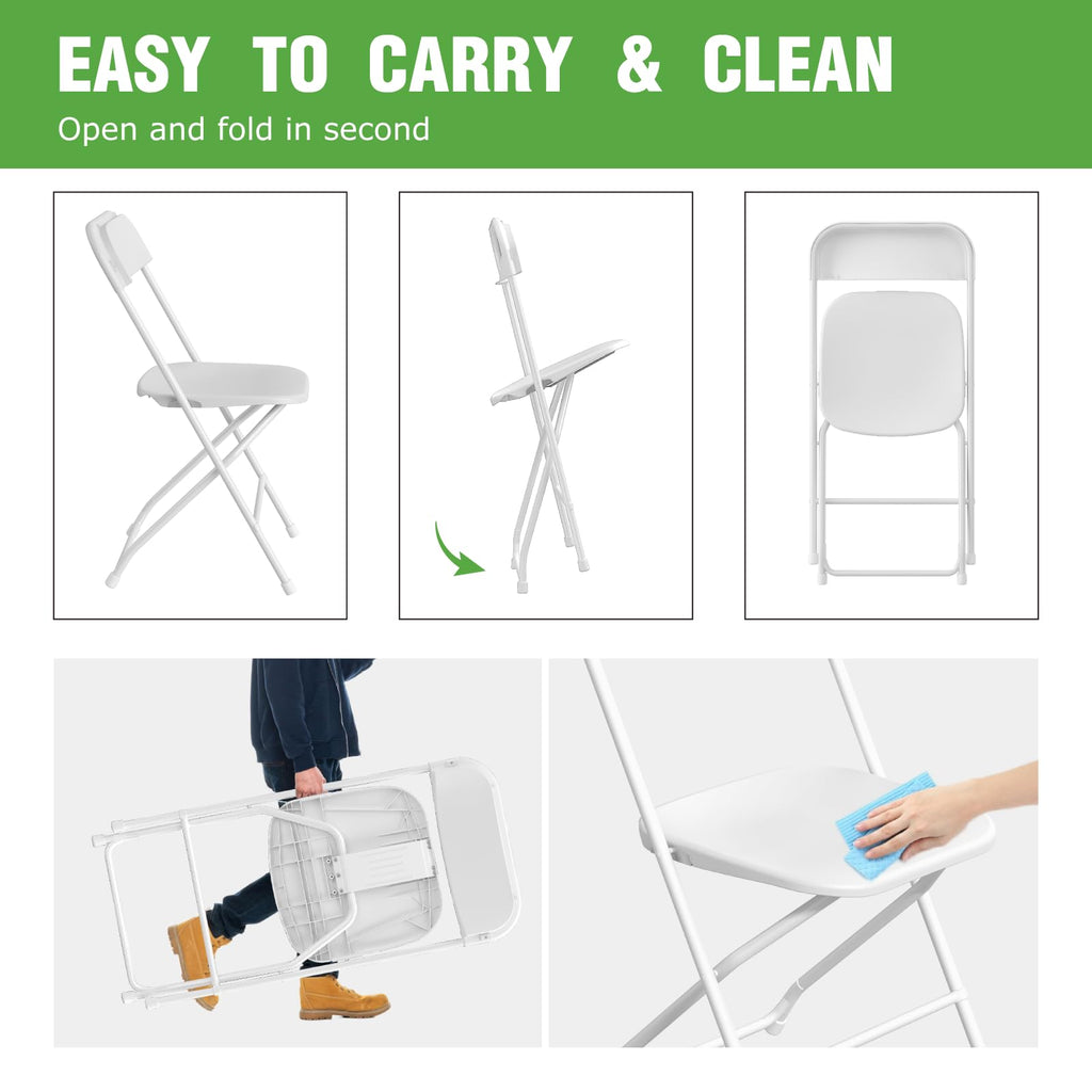 10 Pack White Plastic Folding Chair with Steel Frame H707243