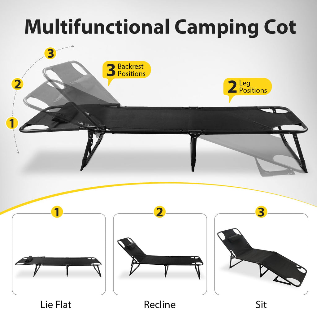 Heavy-Duty Portable Padded Camping Cot Bed with Mattress and Pillow E29625