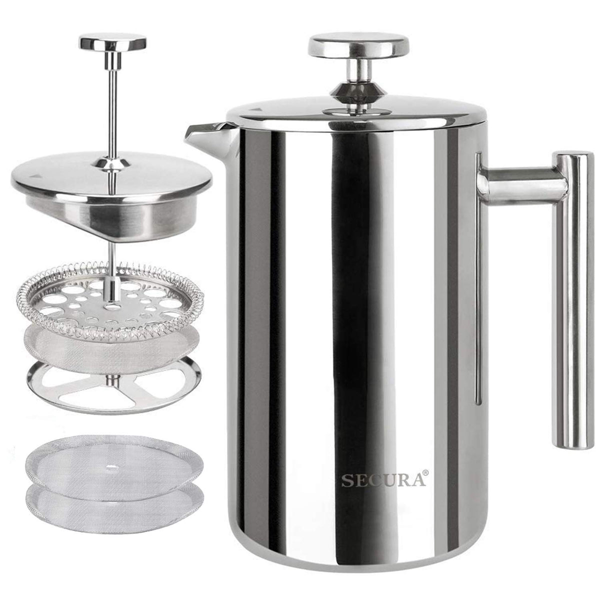 French Press Coffee Maker 304 Grade Stainless Steel Insulated 17oz Y197
