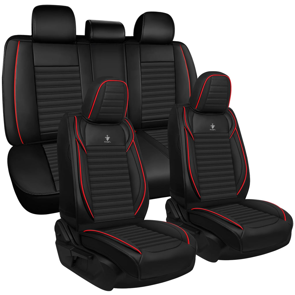 Custom Fit Seat Covers Full Set Black and Red P3338