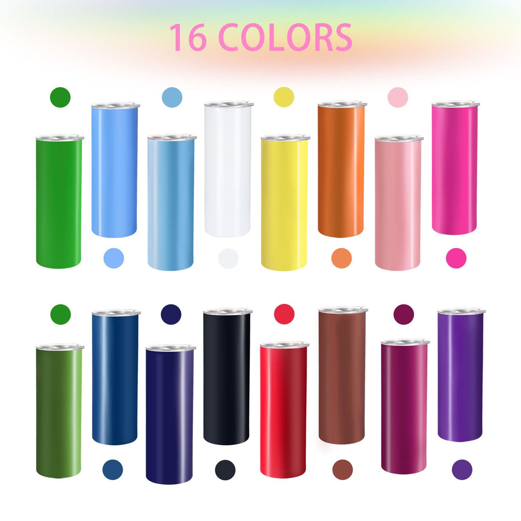 16 Pack 20oz Stainless Steel Insulated Tumblers with Lid and Straw G1004