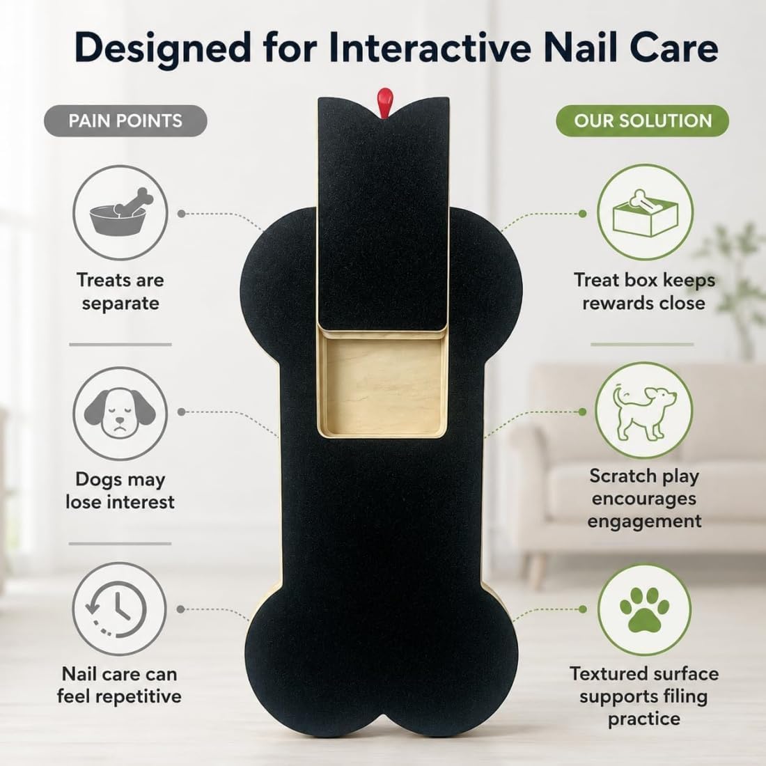 Wooden Dog Nail Scratch Board with Treat Dispenser O2199