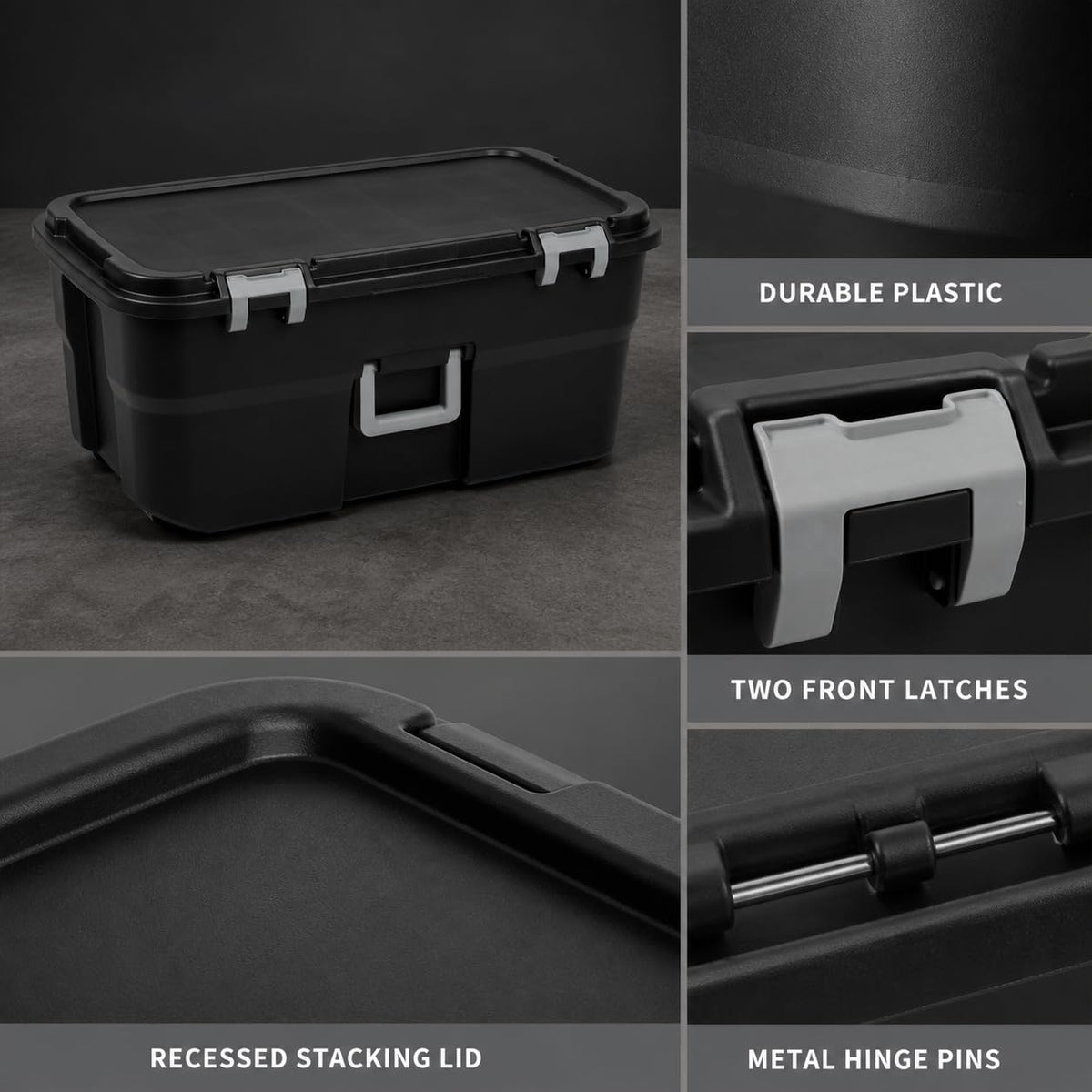 Black 22 Gallon Plastic Storage Trunk with Wheels W6187