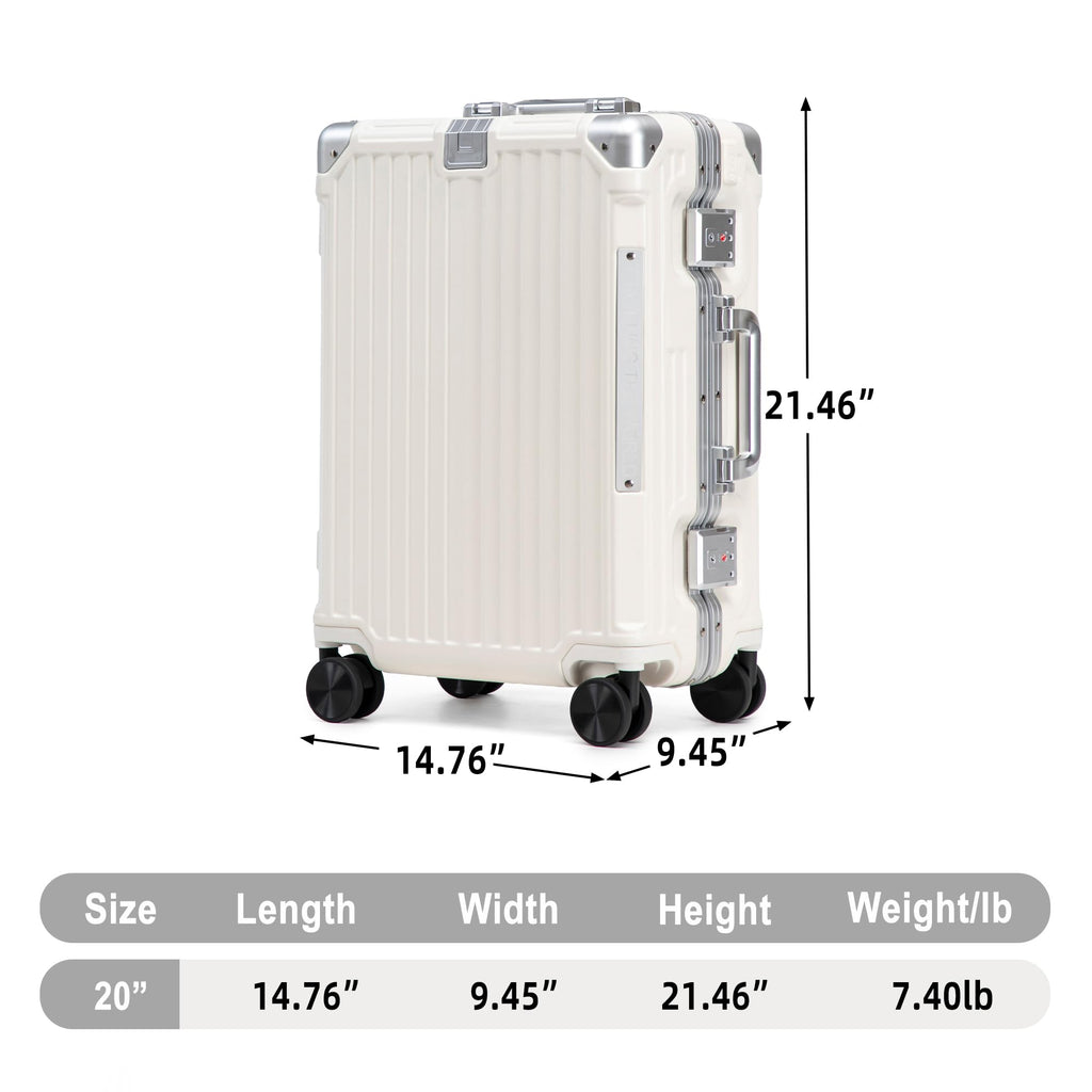 20 Inch White ABS Hardside Spinner Luggage with USB Port H266313
