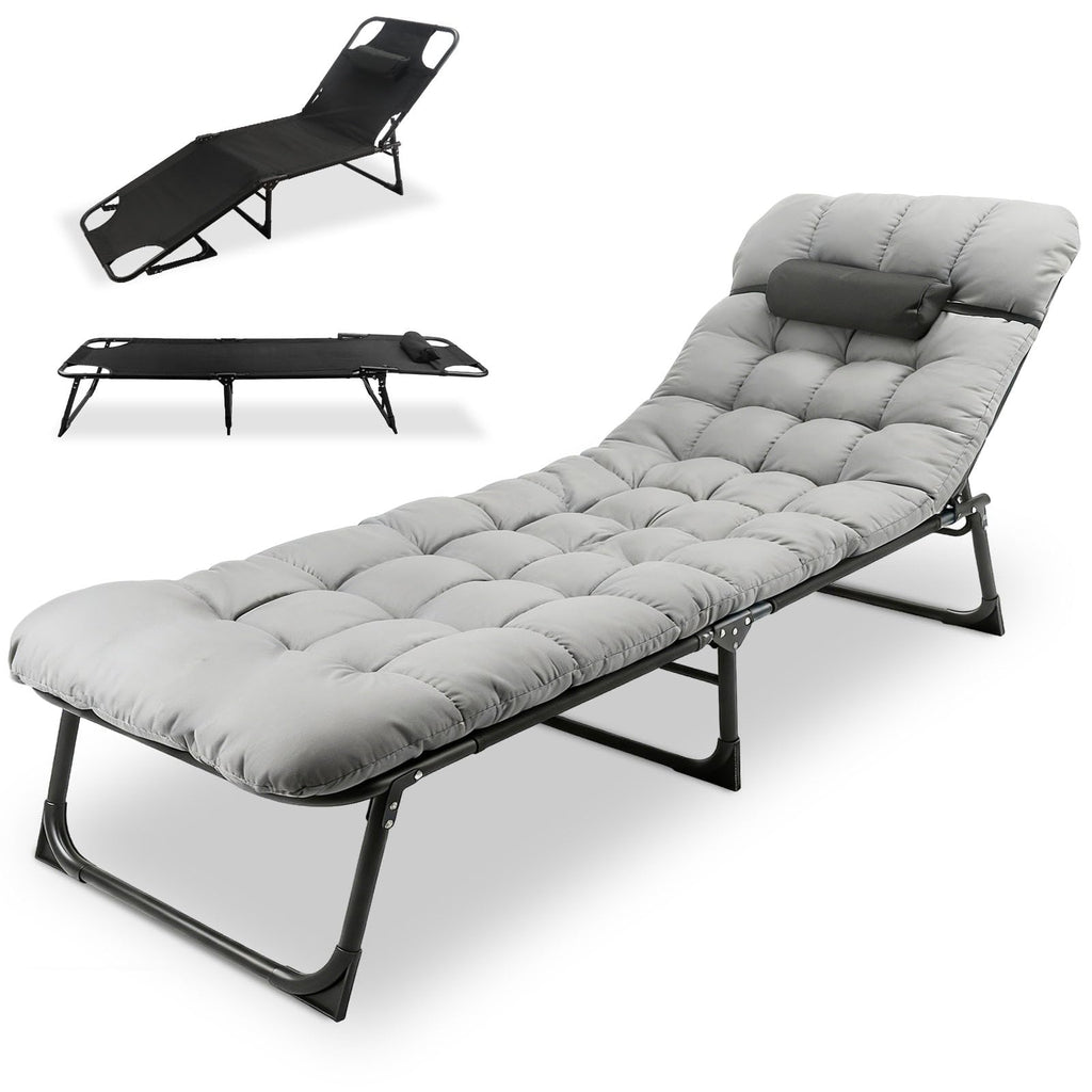 Heavy-Duty Portable Padded Camping Cot Bed with Mattress and Pillow E29625
