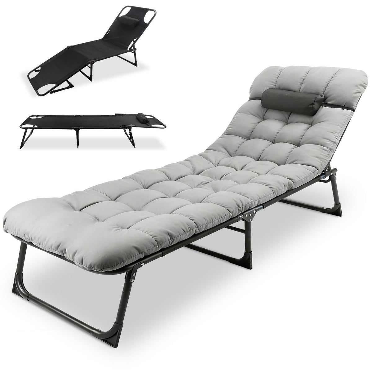 Heavy-Duty Portable Padded Camping Cot Bed with Mattress and Pillow E29625