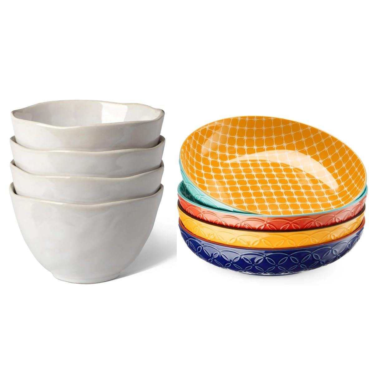 22 oz Cereal Bowls Set of 4 and 8.5" Pasta Bowls Set of 4 T936104