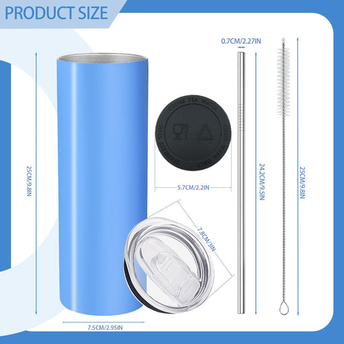 16 Pack 20oz Stainless Steel Insulated Tumblers with Lid and Straw G1004