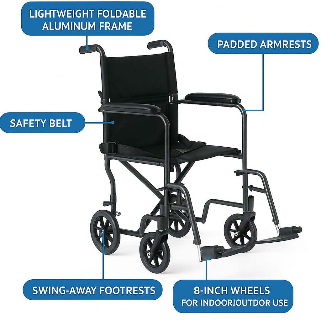 Folding Transport Wheelchair with Swing-Away Footrests X97720