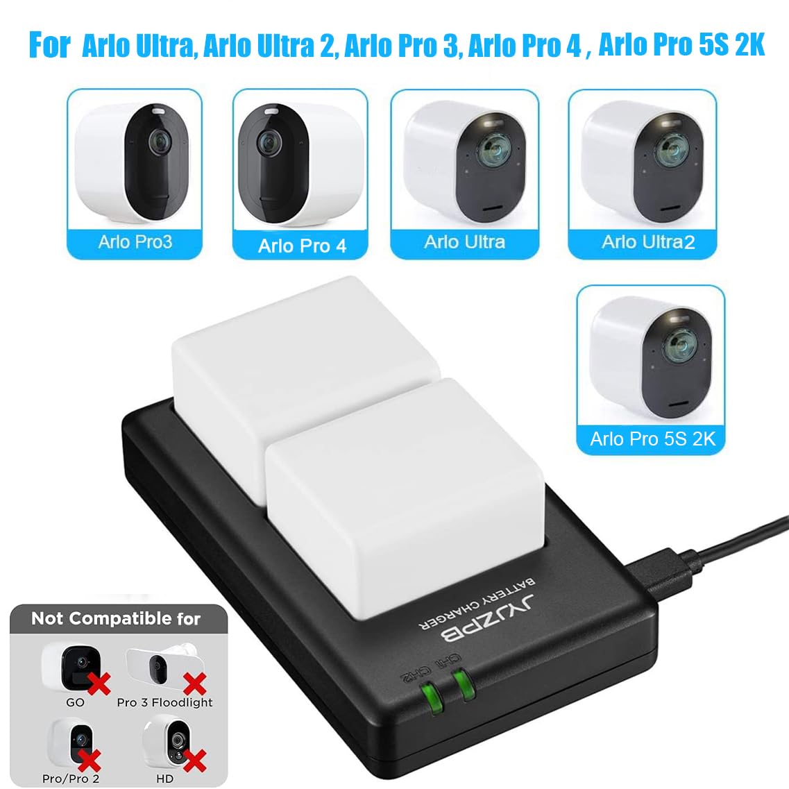 2 Pack 4800mAh Batteries with Dual Battery Charger C103