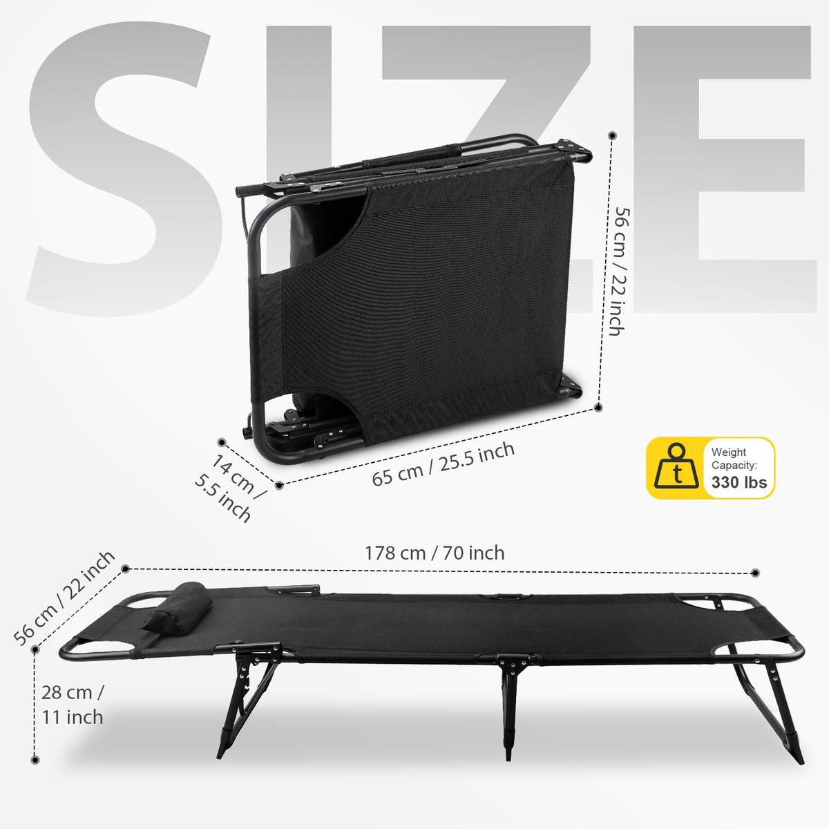 Heavy-Duty Portable Padded Camping Cot Bed with Mattress and Pillow E29625