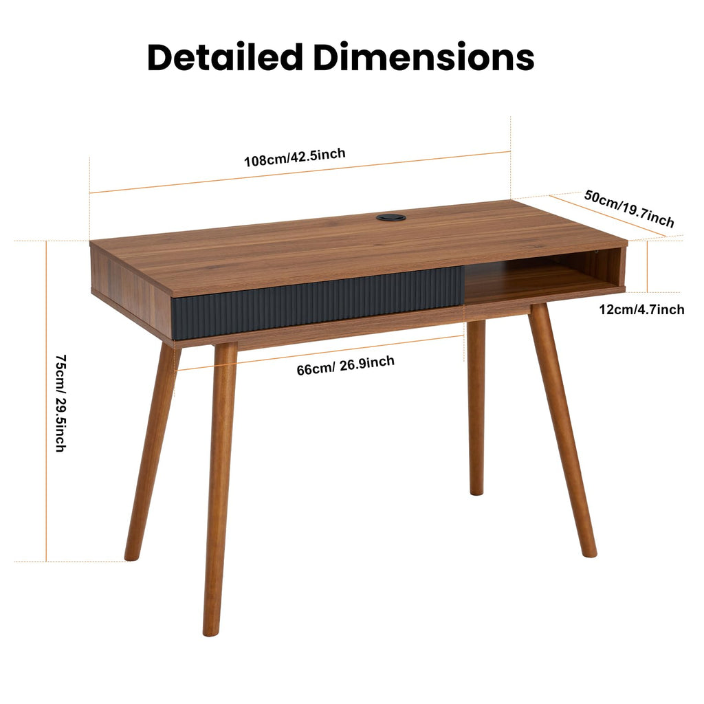 Walnut Wood Desk with Drawer G9710