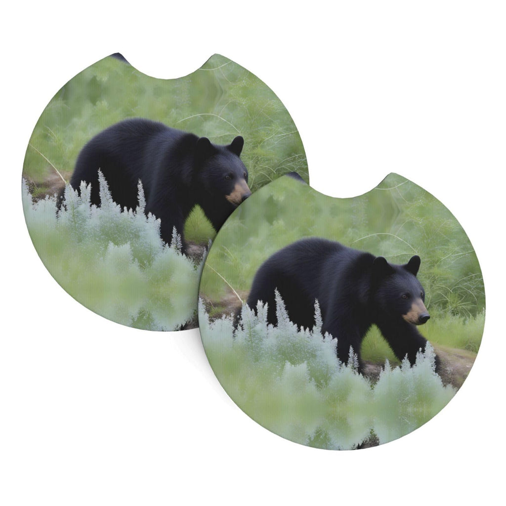 Black Bear Rubber Car Coasters Set of 2 V187