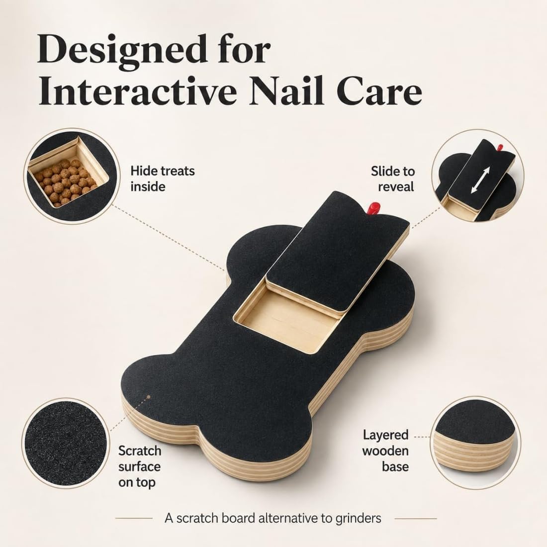 Wooden Dog Nail Scratch Board with Treat Dispenser O2199