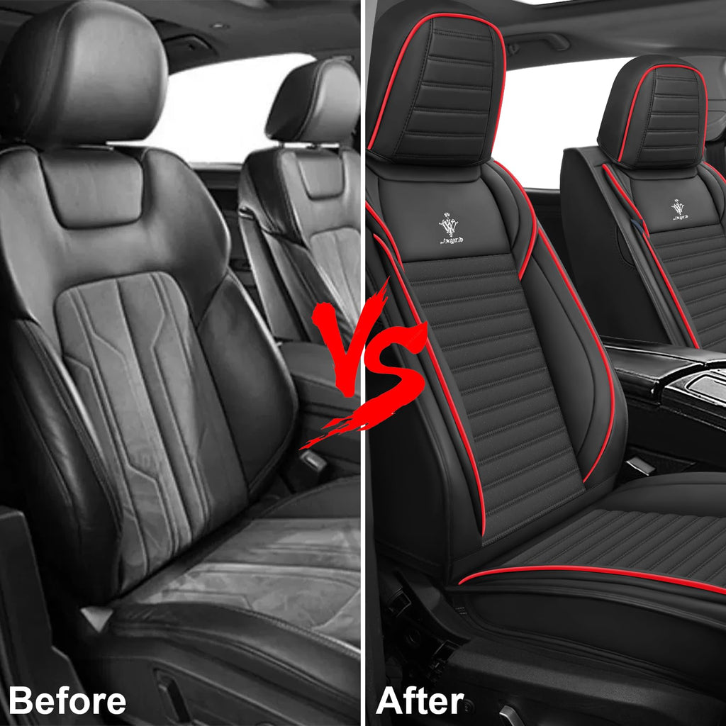 Custom Fit Seat Covers Full Set Black and Red P3338