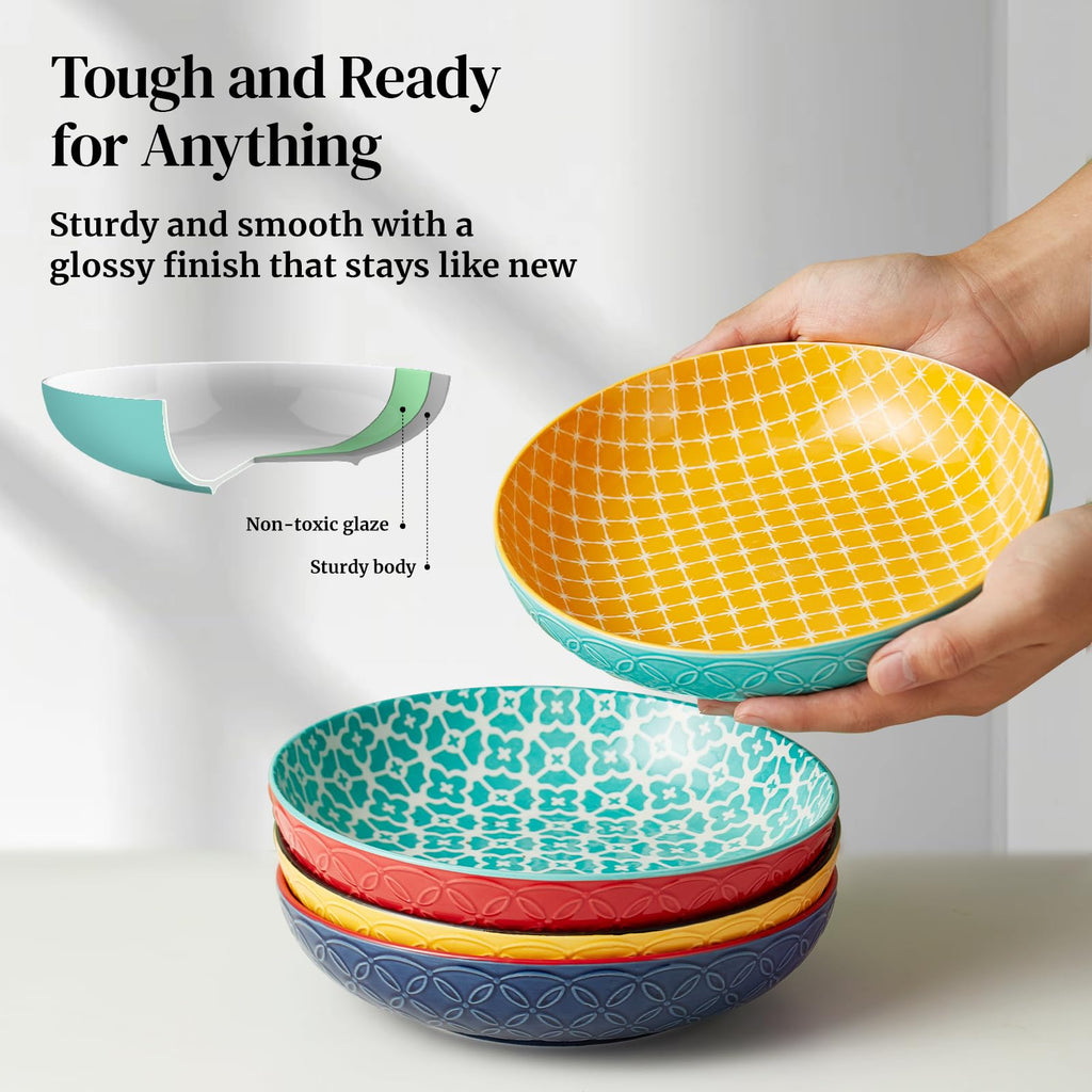 22 oz Cereal Bowls Set of 4 and 8.5" Pasta Bowls Set of 4 T936104