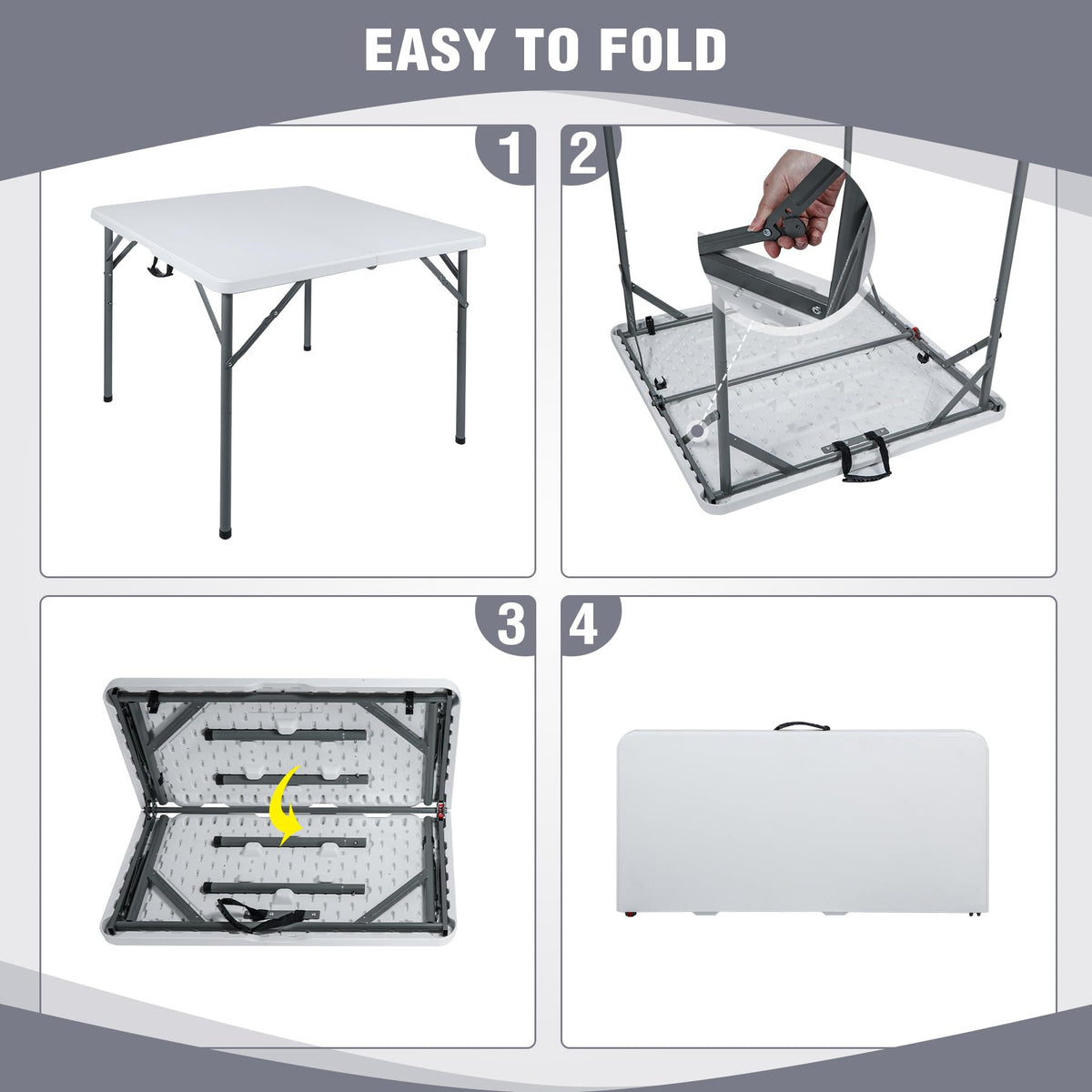 White Square Folding Card Table S3631