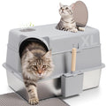 XL Stainless Steel Enclosed Cat Litter Box with Lid L435882