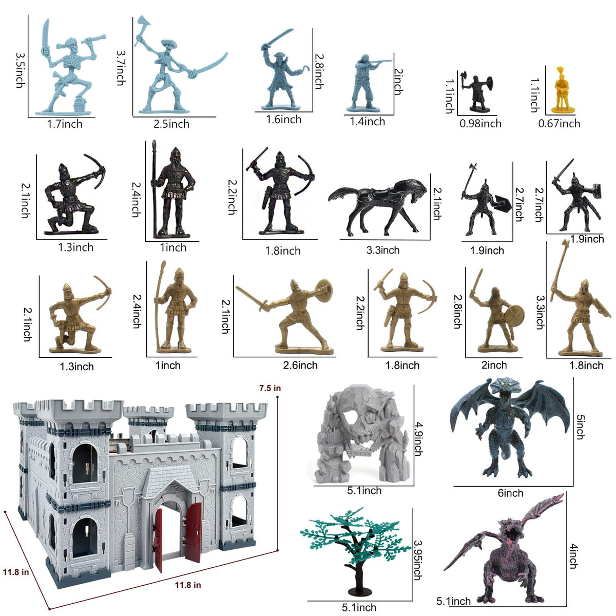 Medieval Castle Building Set with Knights and Dragon P96388