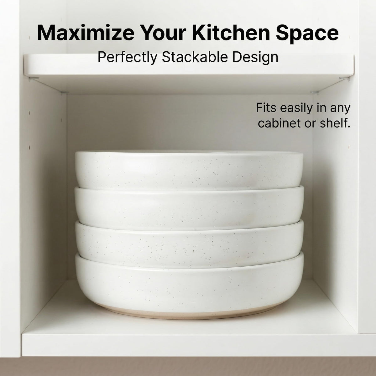 White Ceramic Pasta Bowls Set of 4 Z160