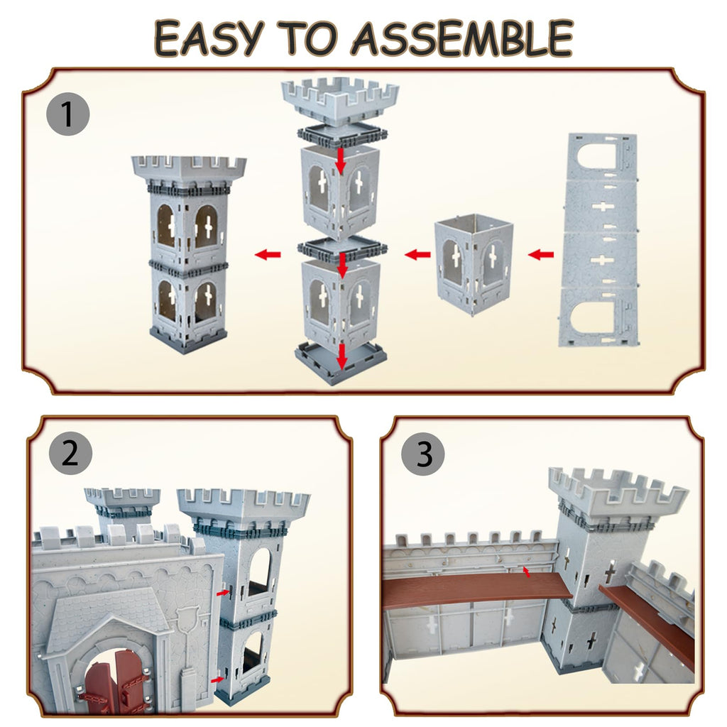 Medieval Castle Building Set with Knights and Dragon P96388
