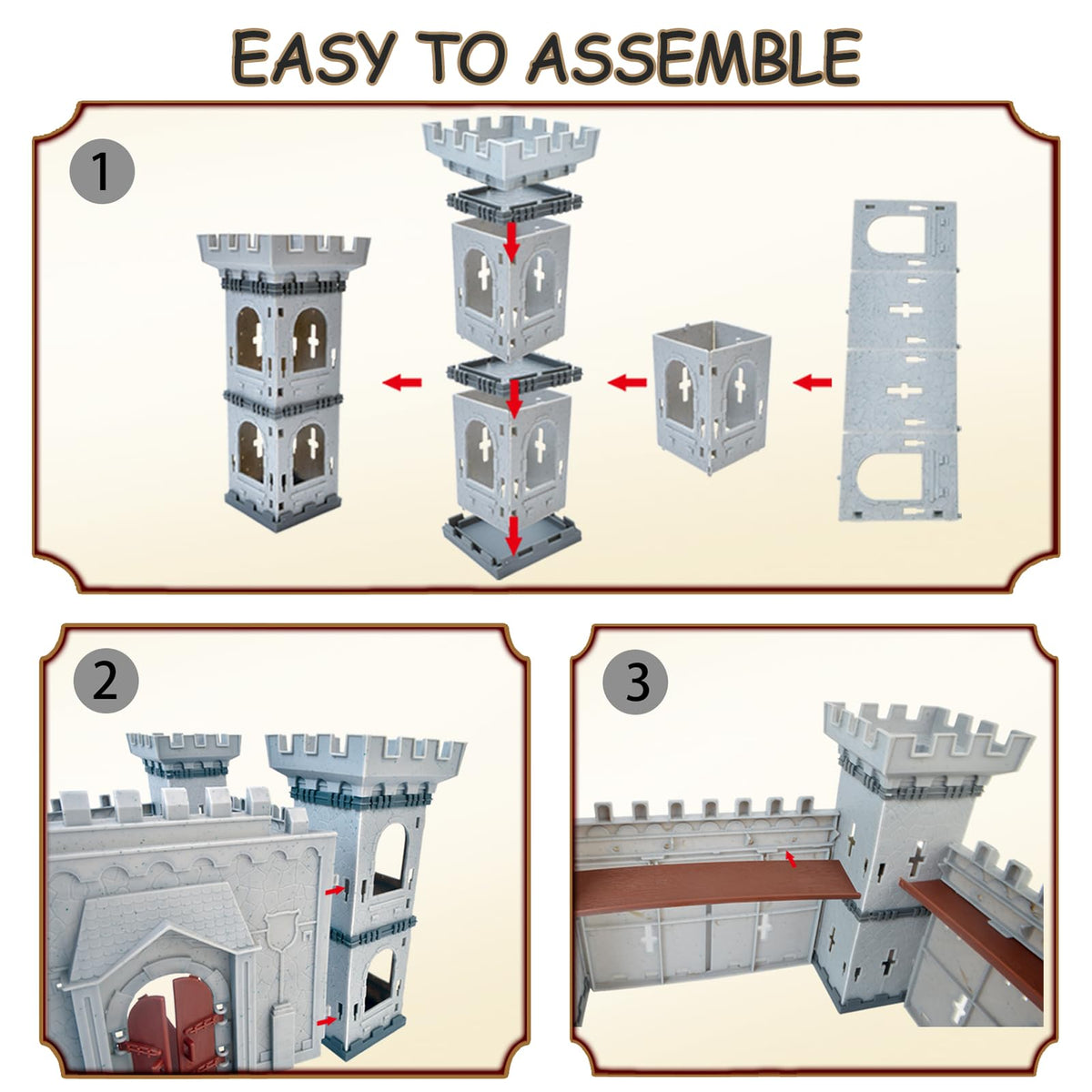 Medieval Castle Building Set with Knights and Dragon P96388