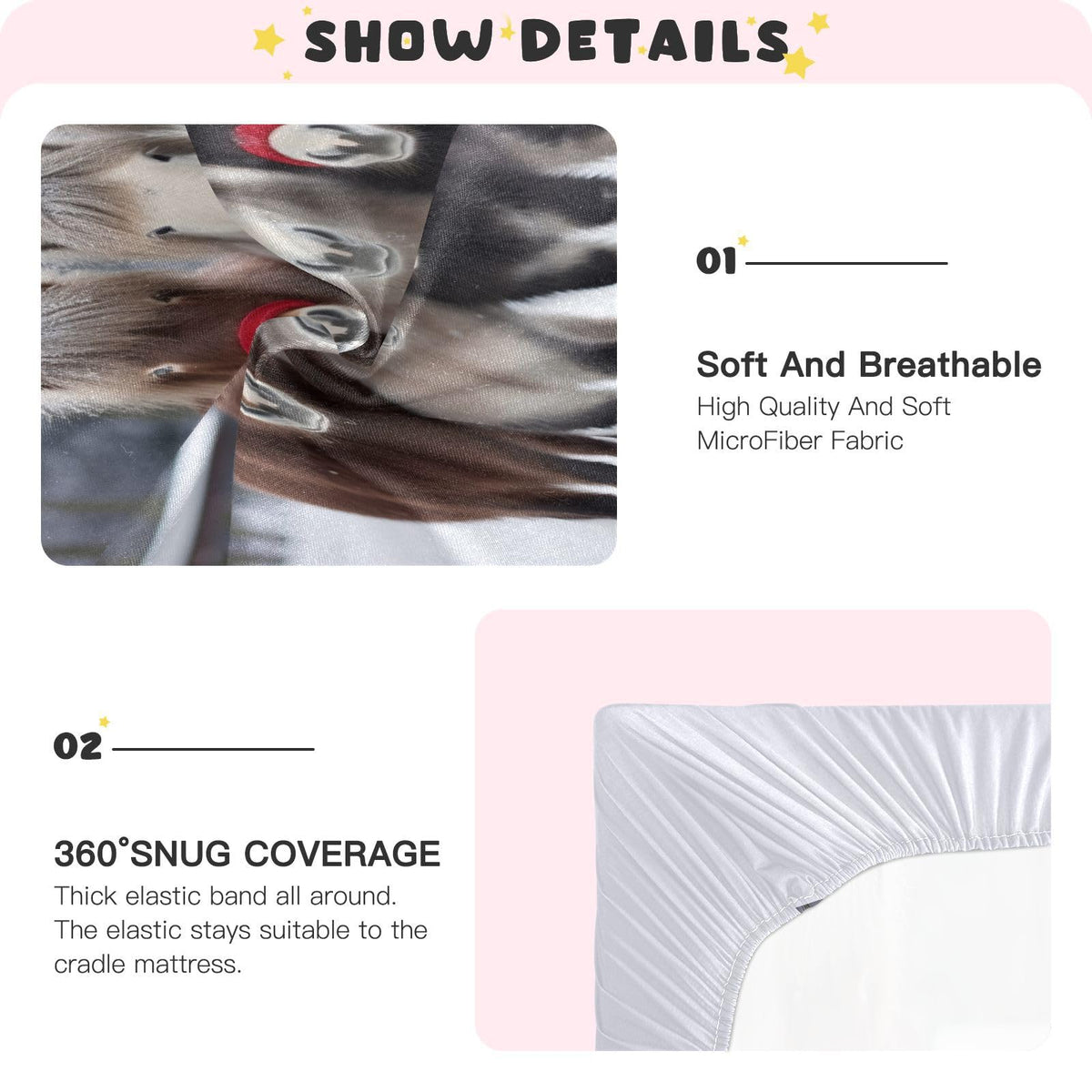Soft Microfiber Fitted Crib Sheets for Standard Size Baby Mattress U55006