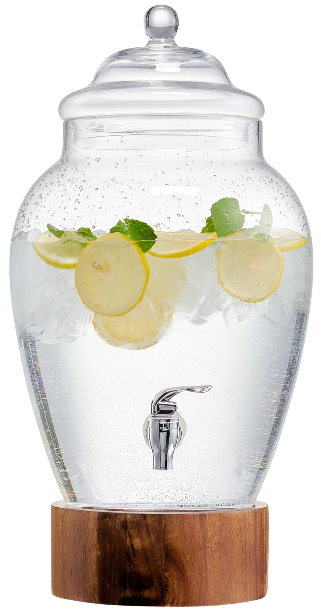 Glass Beverage Dispenser with Wood Base, 3 Gallon G410