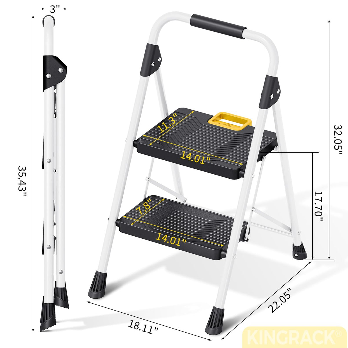 2 Step Folding Ladder 800lbs Capacity White S168423