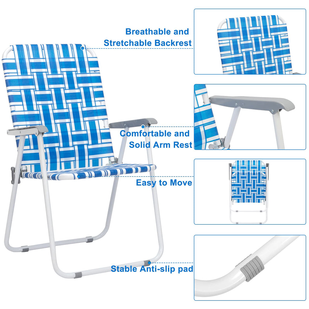 Set of 2 Blue Webbed Folding Camping Chairs K178