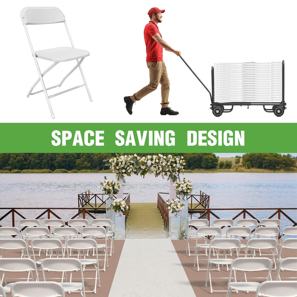 10 Pack White Plastic Folding Chair with Steel Frame H707243