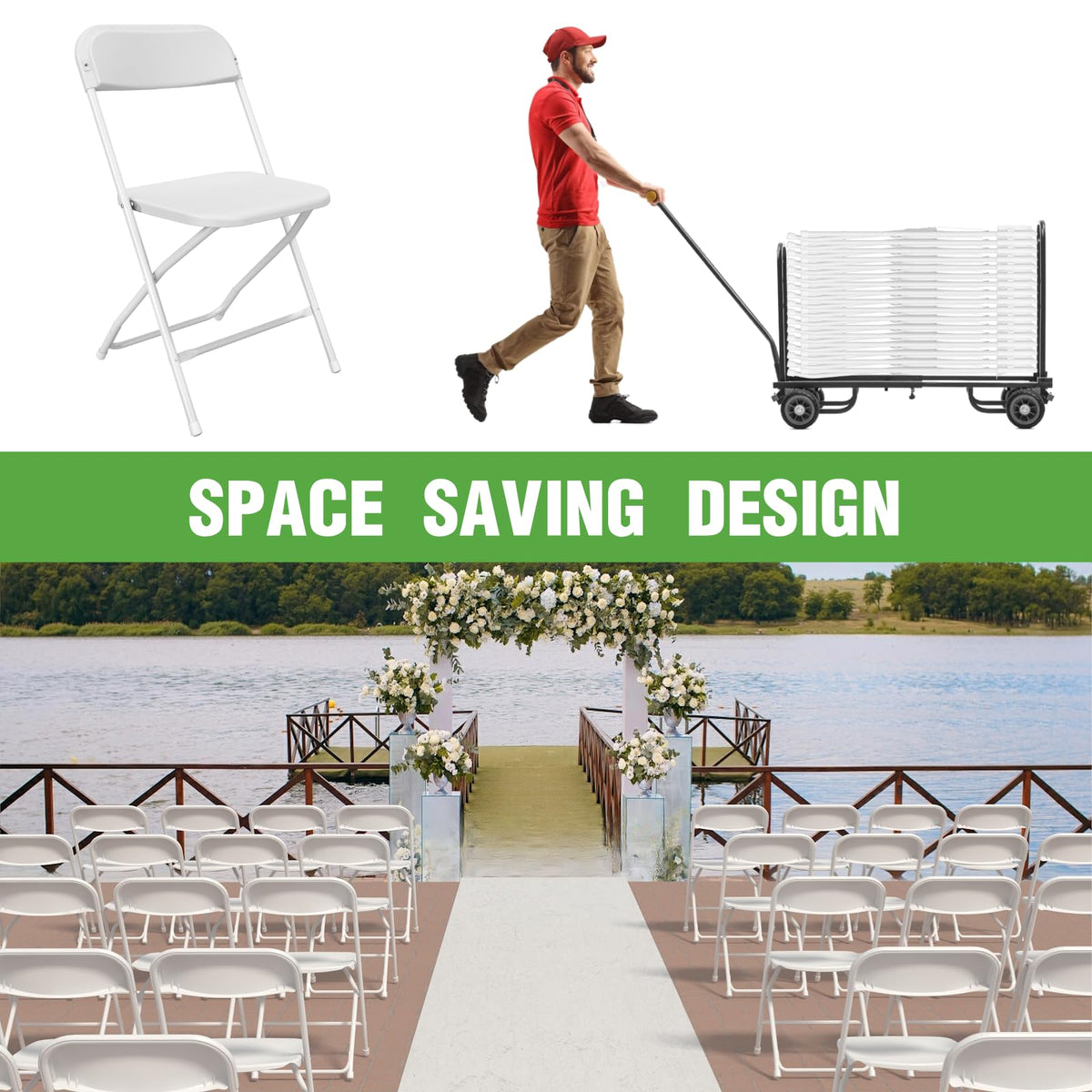 10 Pack White Plastic Folding Chair with Steel Frame H707243