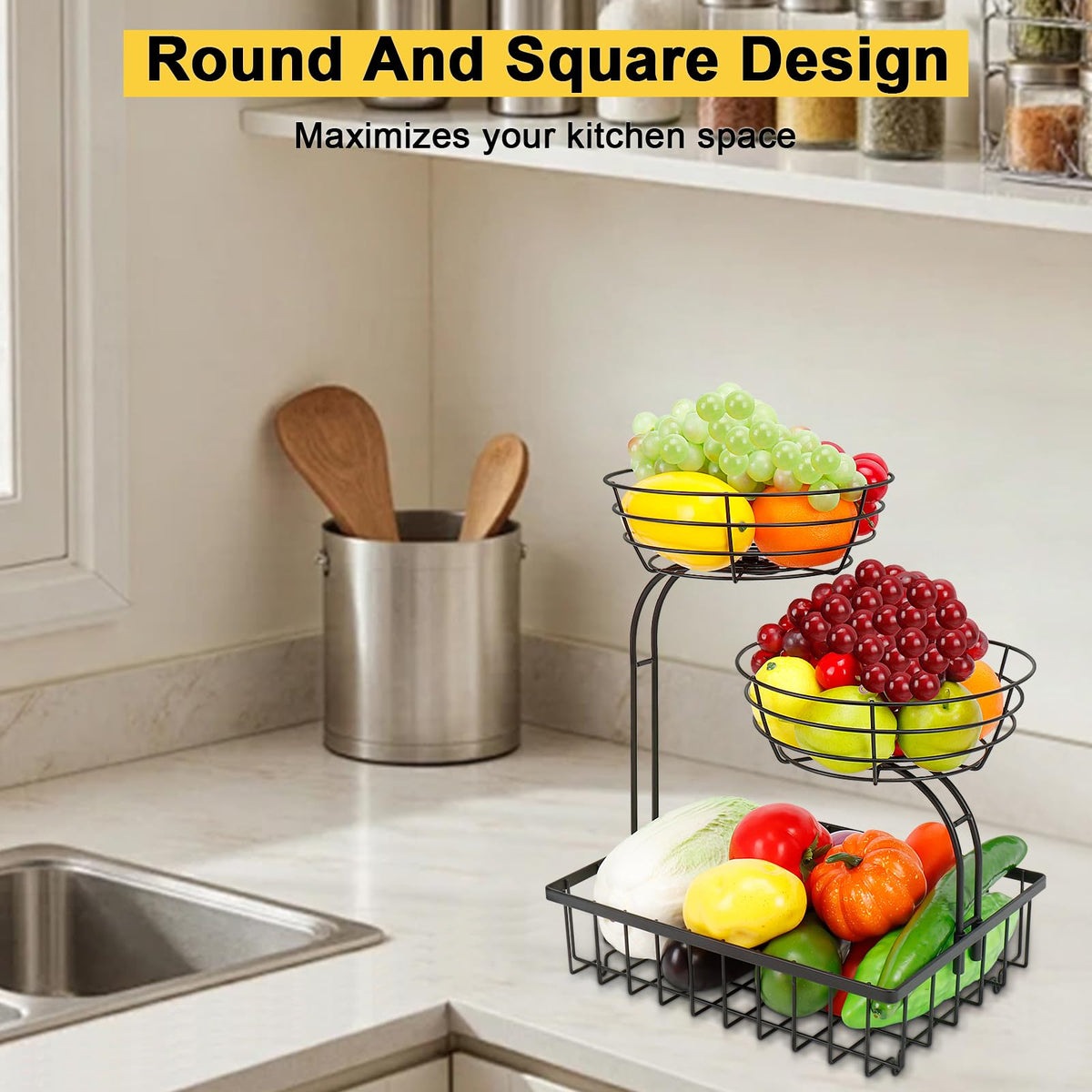 3 Tier Metal Fruit Vegetable Basket K687404