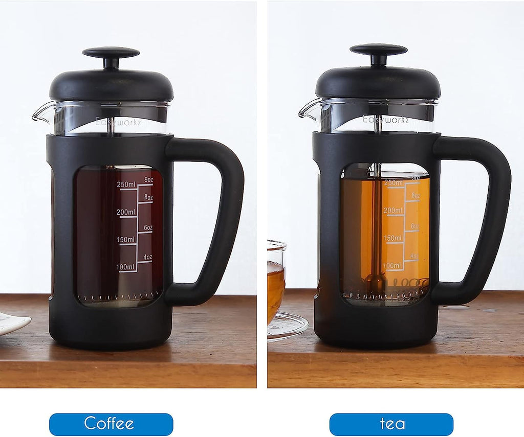 French Press 12 oz, Stainless Steel Double-Wall Espresso Cups 5 oz Set of 2 Y50552