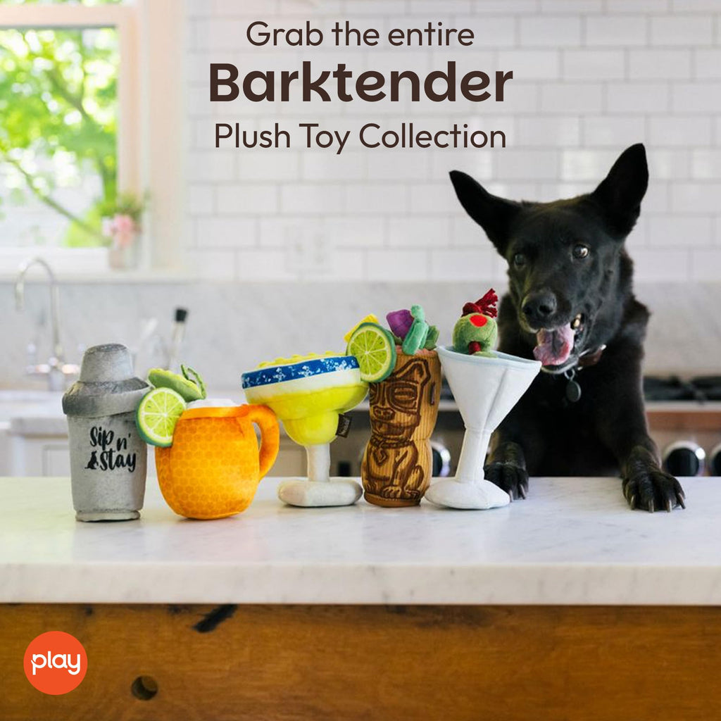 Plush Dog Squeaker Toy with Hidden Rope J375