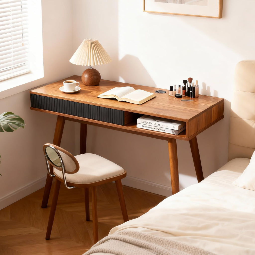 Walnut Wood Desk with Drawer G9710